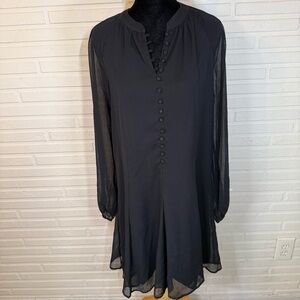 Joie Black Caviar Sheer Balloon Sleeves Fit & Flare Dress, Women’s Size XS